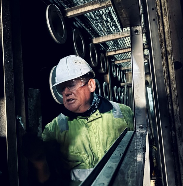 Engineer working with filtration equipment