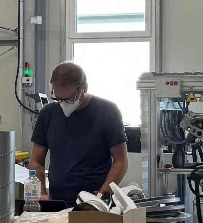 Engineer working with filtration equipment